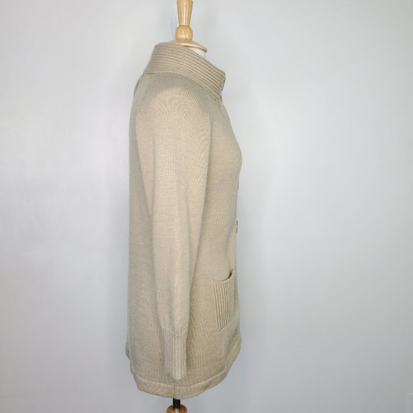 Designer Threads Tan Oatmeal 100% Alpaca Hand Made In Peru Button Up Cardigan, M - Picture 5 of 11